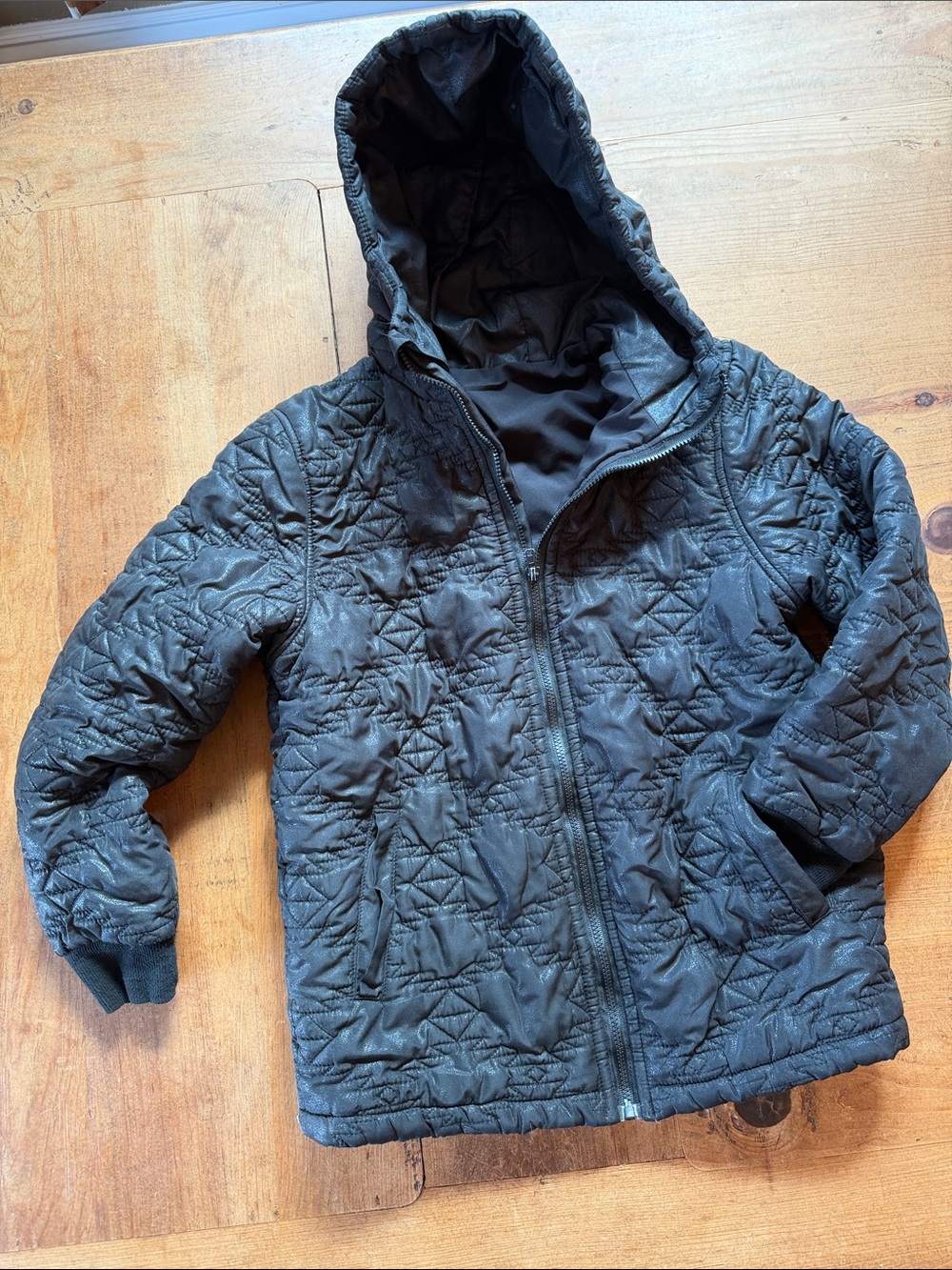 Kids Hooded Quilted Puffer Jacket - Black